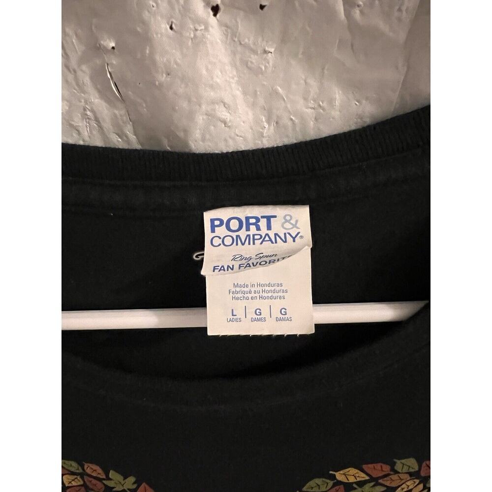 Port Co. Black Fall Leaf Mickey Graphic Tee Size L - Picture 2 of 5